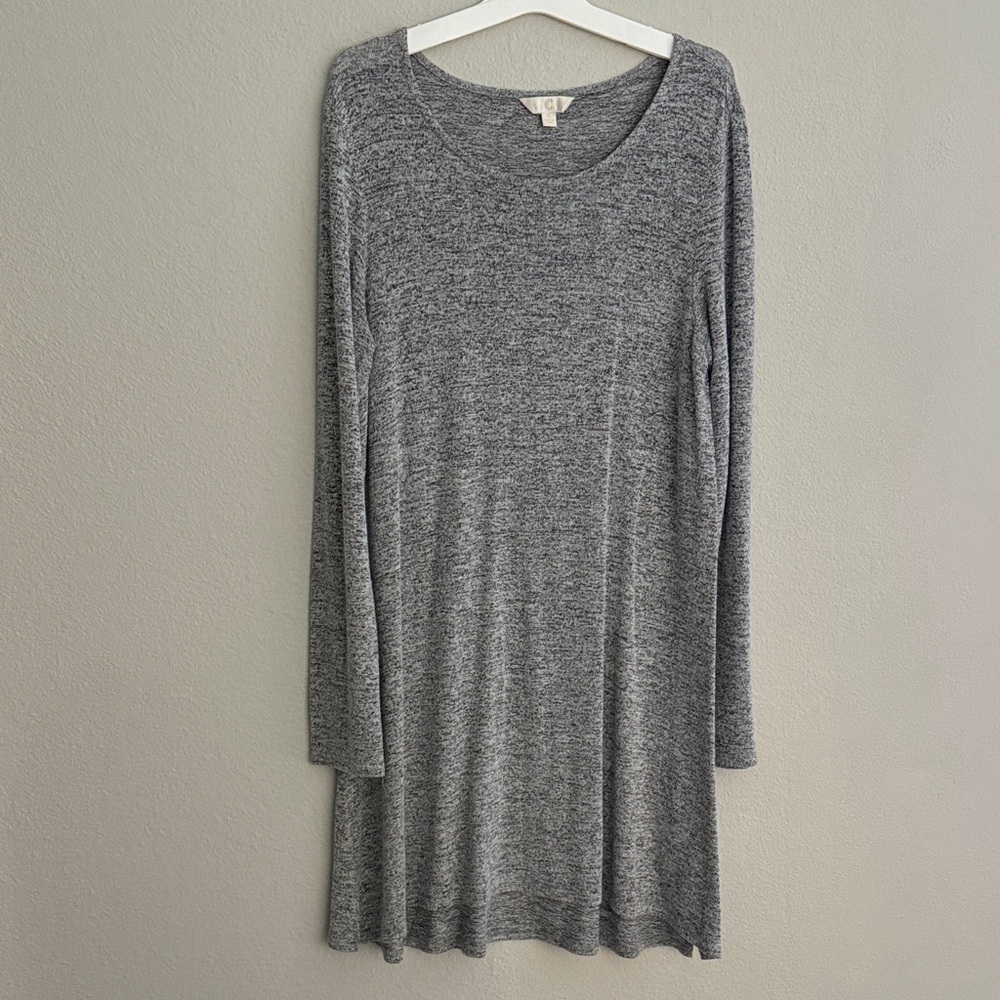 Casual comfy long sleeve grey dress